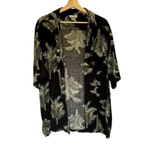 Breakwater black green button down men's shirt trees size XL rayon top summer